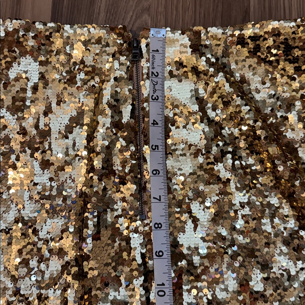 Alice + Olivia Gold Sequin Ramos Sparkly Stunner Lined Zip Fitted Pencil Skirt 6 - Picture 10 of 14
